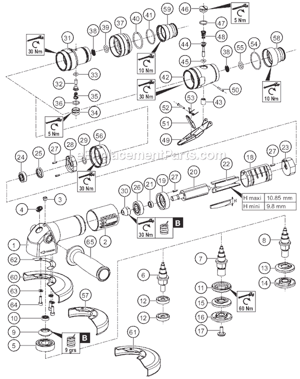 Page A Diagram and Parts List for CP3450-12AB5 6151604050 Chicago Pneumatic Angle Grinder